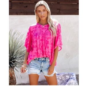 VICI Get Obsessed Floral Textured Babydoll Blouse